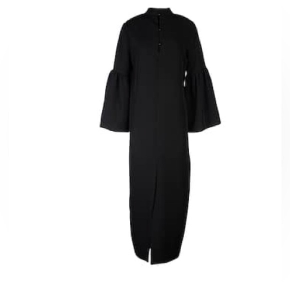 Weili Zheng Maxi Dress Black Polyester Size M